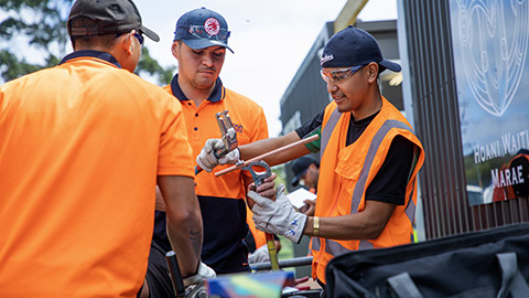 A group of workers on a job site