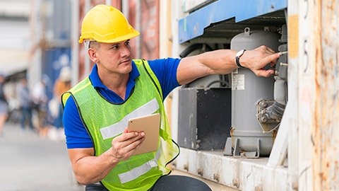 An electrician doing an inspection