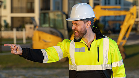 An angry person on a building site