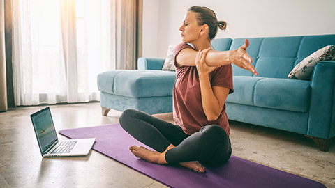 A person doing yoga stretches