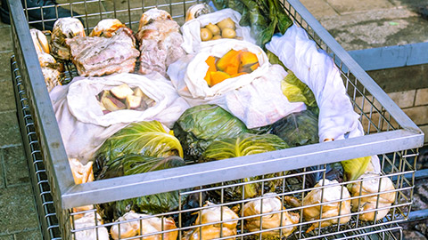 A basket full of food for a hungi