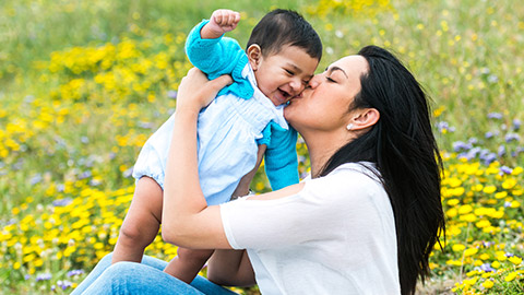 A mother with her young child