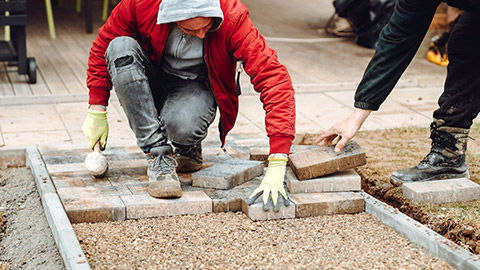 People working on a construction site