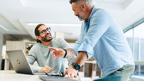 A manager talking to a colleague