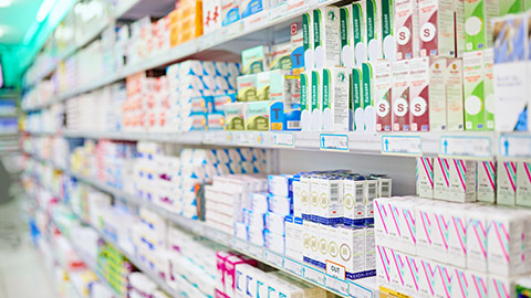 The shelf of a pharmacy