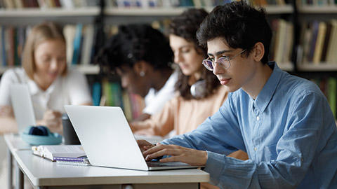 A student working at a desk