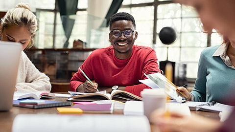 Students studying together