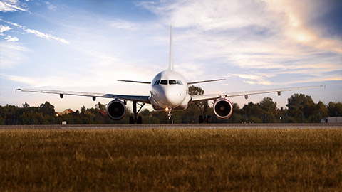 A plane facing directly to the camera