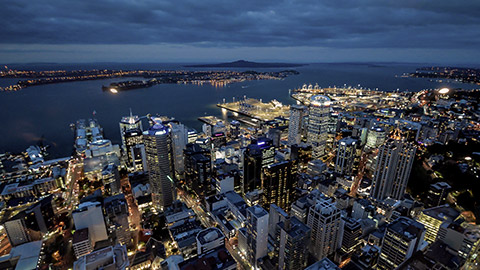 Auckland city night skyline