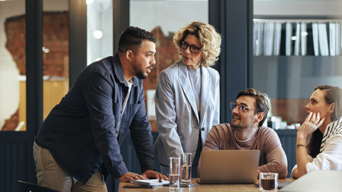 Team of professionals having a meeting in a digital marketing agency