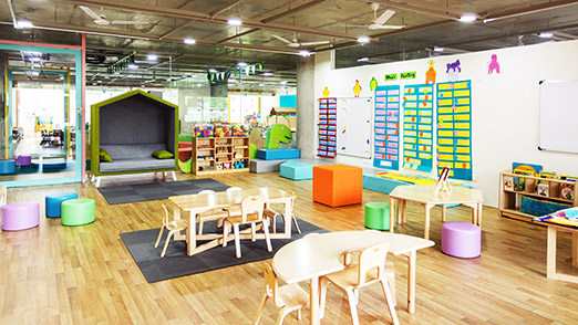 an empty classroom for preschoolers or day care