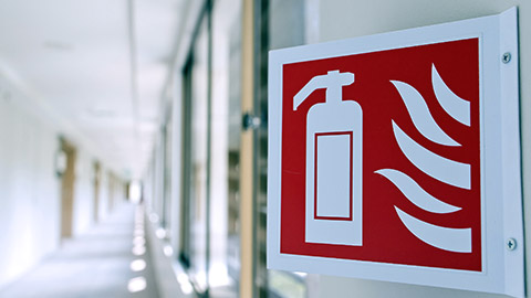 fire extinguisher in corridor