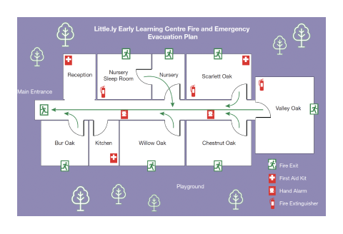 A diagram depicting evacuation plan