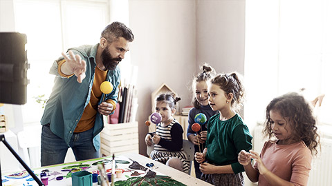 A group of students with a teacher