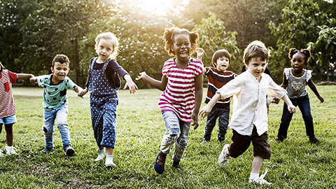 A group of children playing outdoors