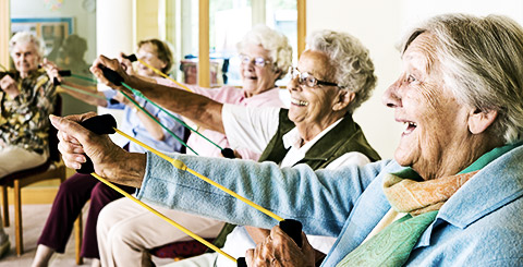 A group of elderlies exercising