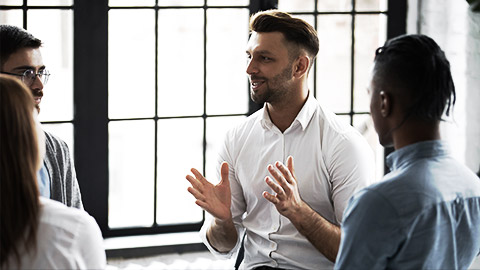 A person communicating in a consultation session