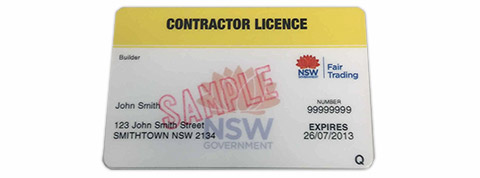 An example of a NSW Contractor Licence