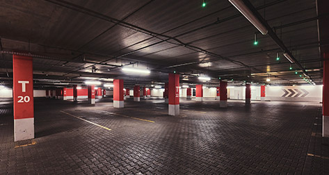 An empty underground car park