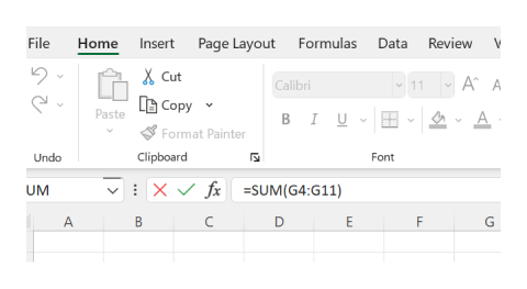 A screen shot of Home tab, and click AutoSum in the Editing group