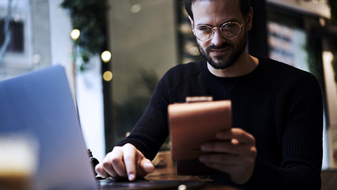 Man reading computer