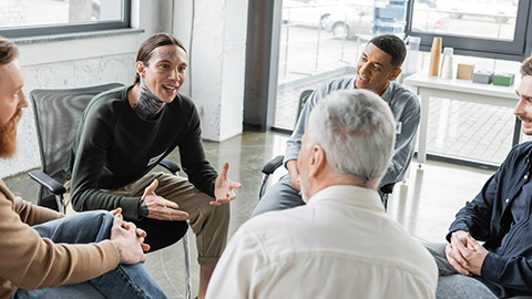 A rehab group talking