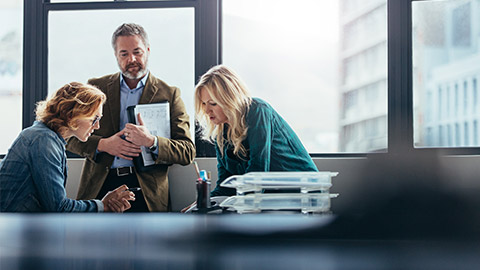 A group of colleagues talking