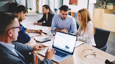 A business team working on a project