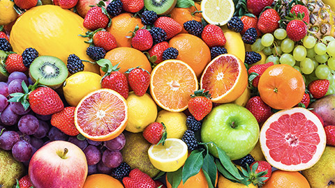 A bunch of fruits top shot