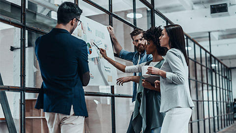 Group of confident people planning business strategy