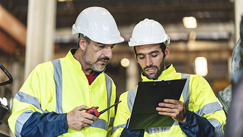 professional technician engineer working to control electrical power and safety service system