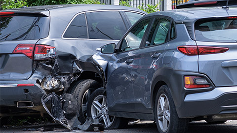 Car crashed into parked car on neighborhood street