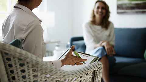 A person listening to a client