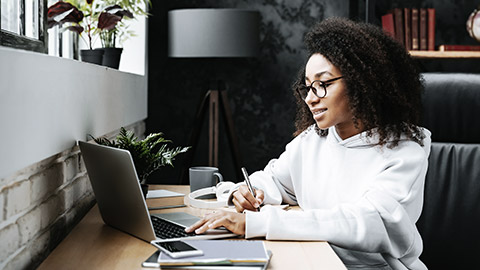 Student on computer