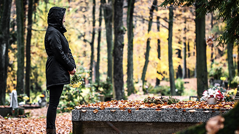 Visiting grave