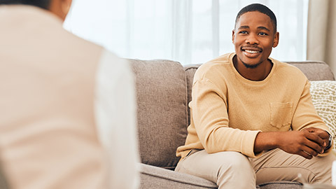 Black man, counseling and psychology consulting for therapy