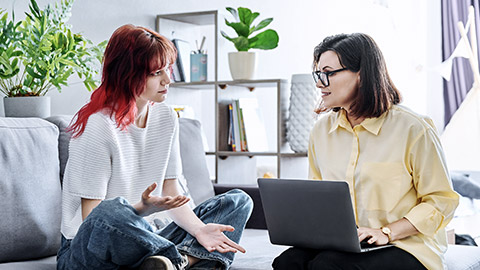 teenage girl with psychotherapist