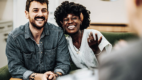 couple happy solving problem