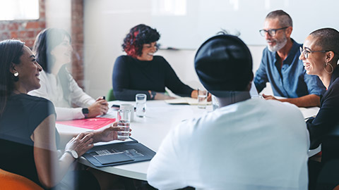 A group of people having an informal meeting