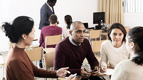 A group of teachers getting training