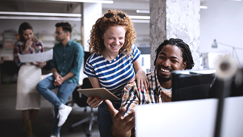 Happy office workers