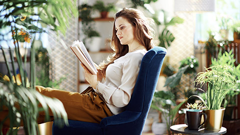 Woman reading book