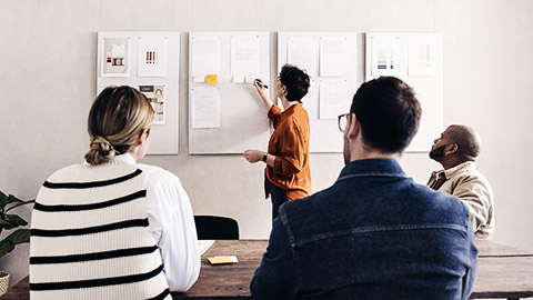 A person presenting to colleagues