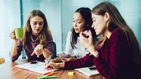 A group of colleagues meeting to discuss a project