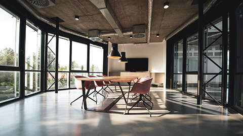 A modern office meeting room space