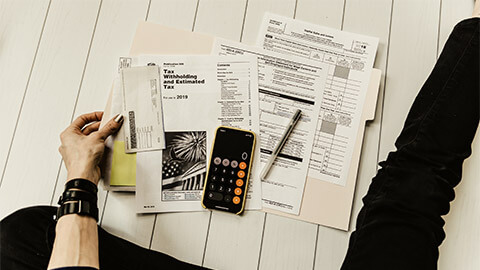 A person reviewing their tax documentation