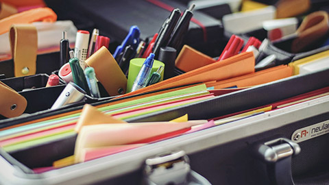 A close view of office supplies