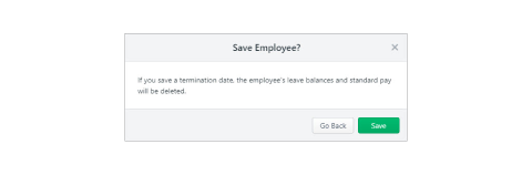 A screen shot of the save employee dialogue box