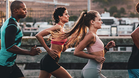 A group of runners out on a relaxing afternoon run