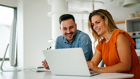 Portrait of success business people working together in home office